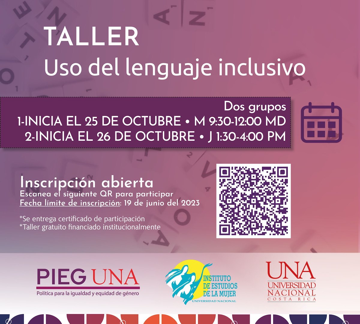UNA impartirá taller sobre uso del lenguaje inclusivo