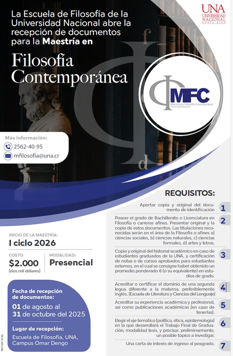 Maestría en Filosofía Contemporánea abre periodo de recepción de documentos 