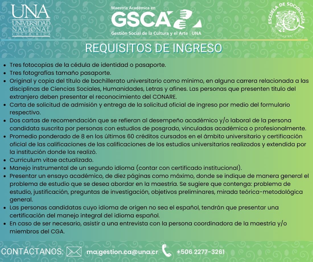 Matrícula abierta: maestría en gestión social de la cultura y el arte 
